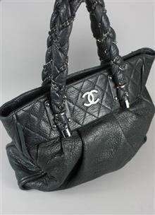 Chanel Black Leather Lady Braid Tote Bag Good